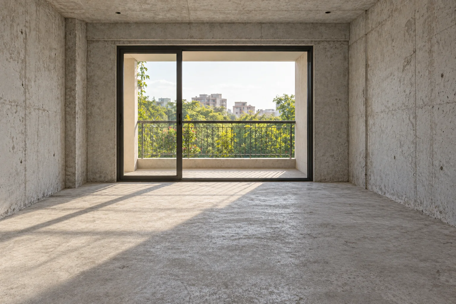 Illustrative bare concrete room